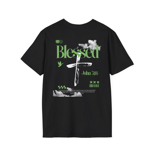Blessed John 3:16 T-shirt Black and Green